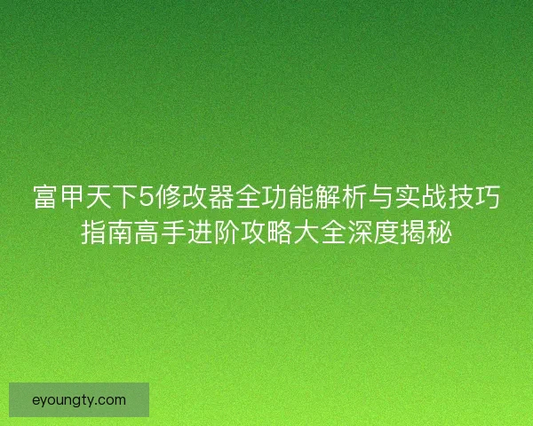 富甲天下5修改器全功能解析与实战技巧指南高手进阶攻略大全深度揭秘